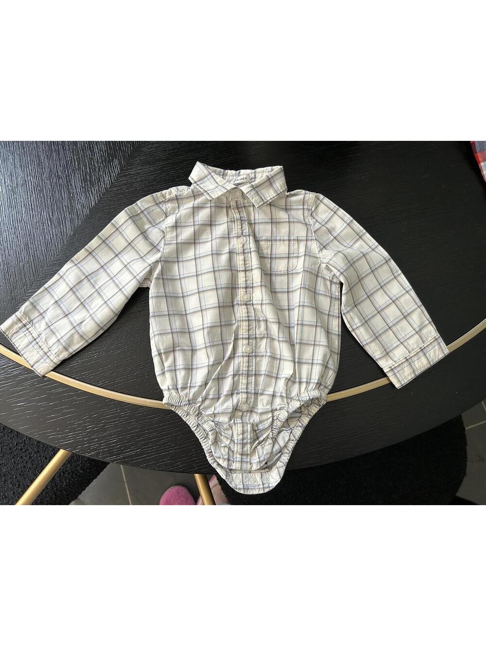 Janie and Jack Plaid Long Sleeve Button-Up Shirt onsie 18-24 Months